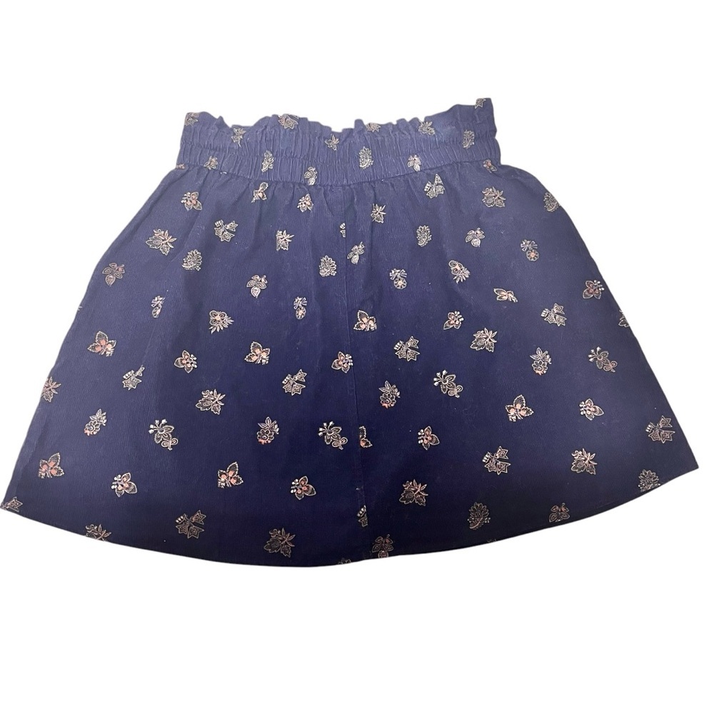 Madewell Women’s Navy Corduroy Floral Paperbag Mini Skirt Small Preppy Feminine. - Picture 2 of 16